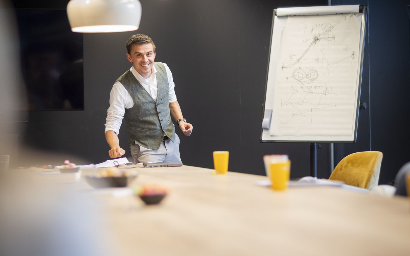 Maarten Ligthart legt bij de flip-over de lessen uit Built to Sell uit